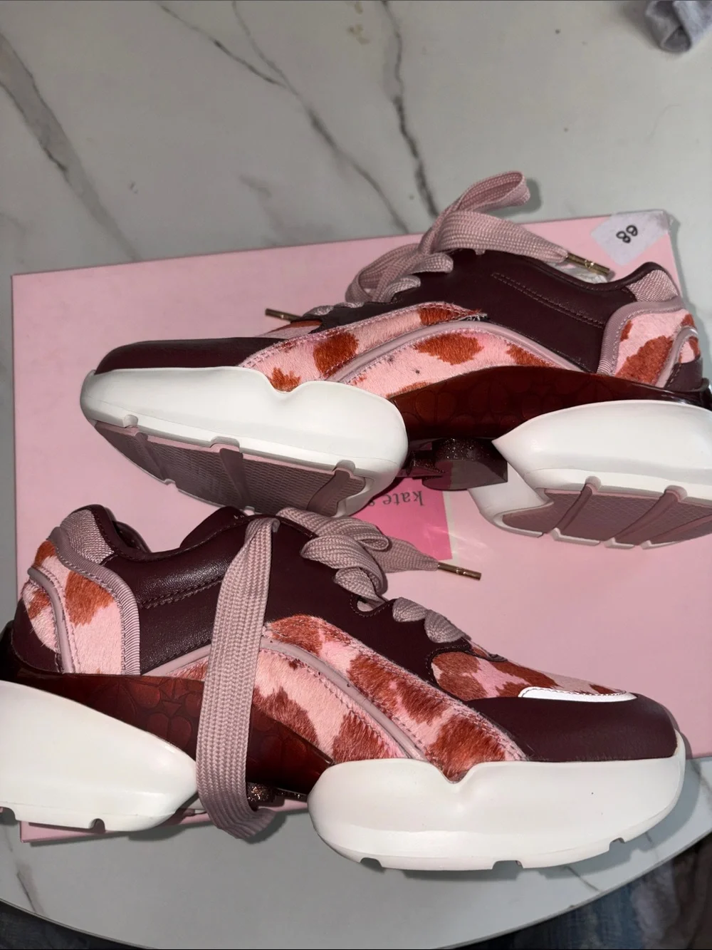 kate spade Pink, Burgundy & Orange Chunky Platform Sneakers